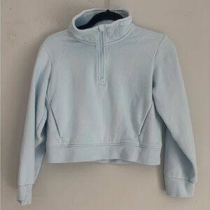Girls Light Blue Cropped Half Zip Pullover Sweatshirt Size 12